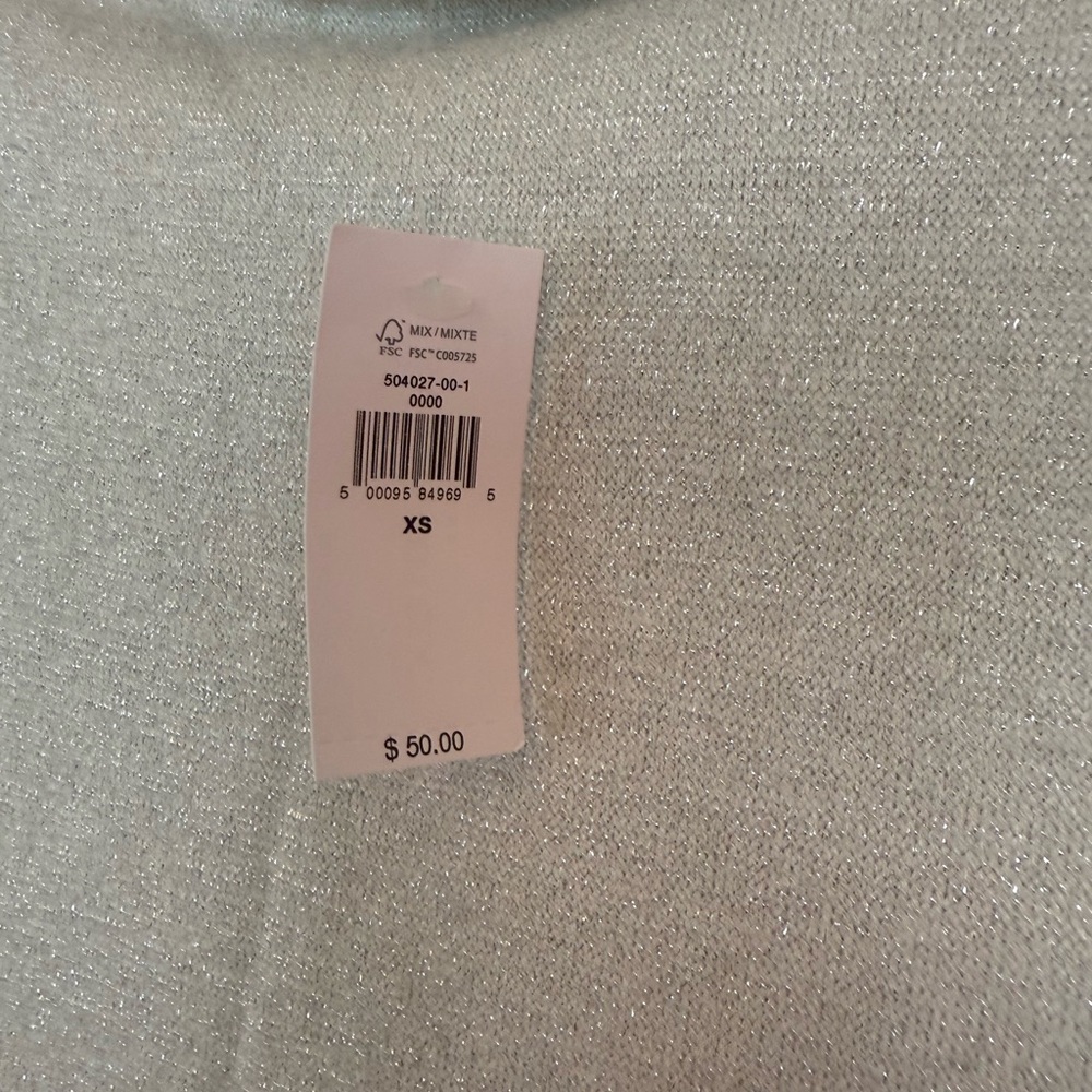 NWT BANANA REPUBLIC Shine Metallic Silver Mock Neck Sleeveless Knit Top XS - Picture 5 of 10